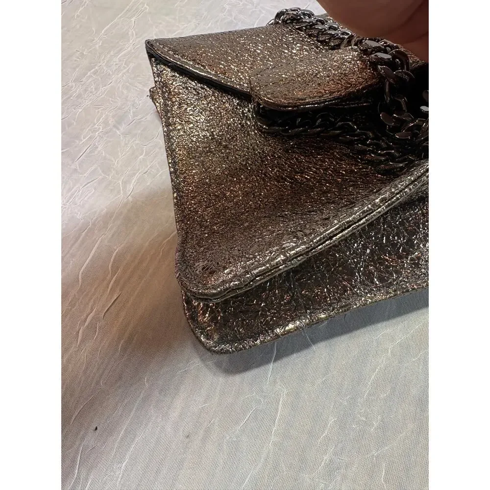 Caterina Lucchi Metallic Bronze Clutch with Chain Shoulder Strap - Picture 9 of 16